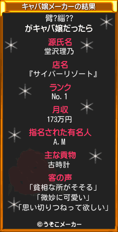 臂?緇??のキャバ嬢メーカー結果