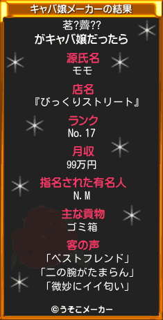 茗?薺??のキャバ嬢メーカー結果