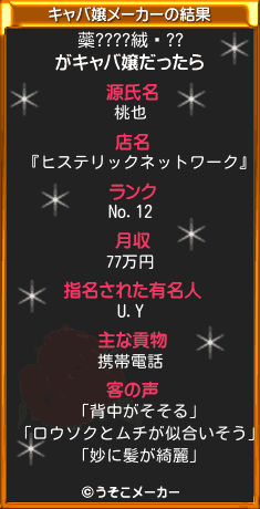蘂????絨鎀??のキャバ嬢メーカー結果
