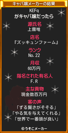 KEFqのキャバ嬢メーカー結果