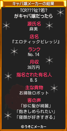 TCR???祉?若?のキャバ嬢メーカー結果