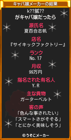 k??膩??のキャバ嬢メーカー結果