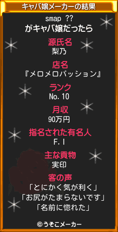 smap ??のキャバ嬢メーカー結果