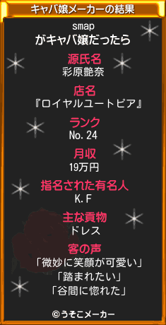 smapのキャバ嬢メーカー結果