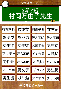 3年b組村岡万由子先生のクラス