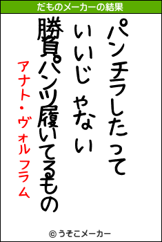アナト・ヴォルフラムのだものメーカー結果