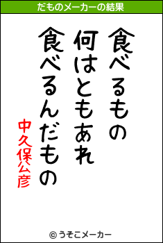 中久保公彦のだものメーカー結果