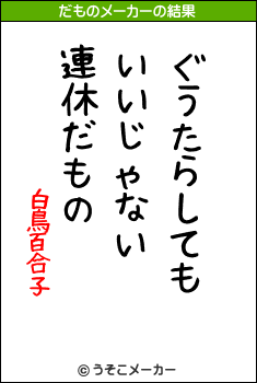 白鳥百合子のだものメーカー結果