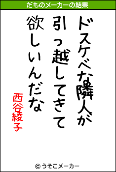 西谷綾子のだものメーカー結果