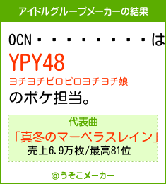OCN٥ꥢ̱のアイドルグループメーカー結果