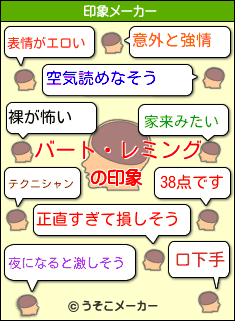 バート レミングの印象 表情がエロい テクニシャン 空気読めなそう