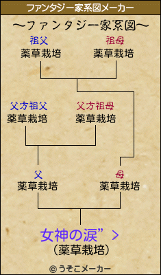 女神の涙”>のファンタジー家系図メーカー結果