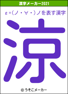 ε=(ノ・∀・)ノの2021年の漢字メーカー結果