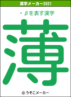 ۥβの2021年の漢字メーカー結果