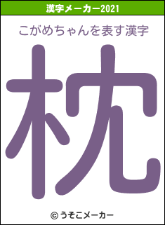 こがめちゃんの2021年の漢字メーカー結果