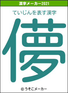 ていじんの2021年の漢字メーカー結果