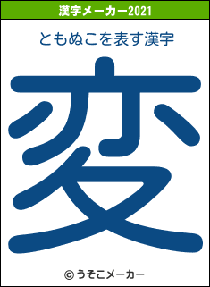 ともぬこの2021年の漢字メーカー結果