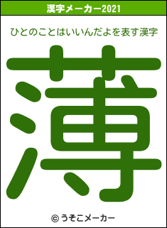 ひとのことはいいんだよの2021年の漢字メーカー結果