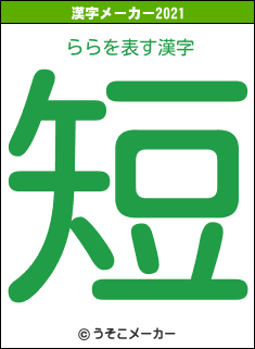 ららの2021年の漢字メーカー結果