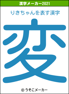 りきちゃんの2021年の漢字メーカー結果