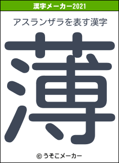 アスランザラの2021年の漢字メーカー結果