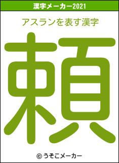 アスランの2021年の漢字メーカー結果