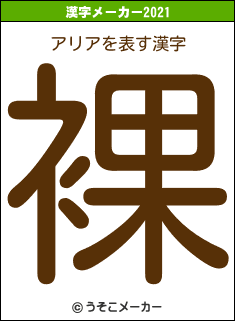 アリアの2021年の漢字メーカー結果