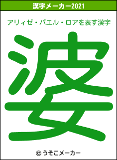 アリィゼ・バエル・ロアの2021年の漢字メーカー結果