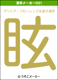 アリシア・フローレンスの2021年の漢字メーカー結果