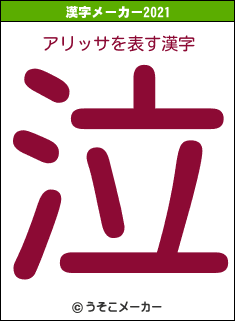 アリッサの2021年の漢字メーカー結果