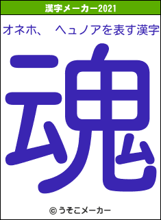 オネホ、 ヘュノアの2021年の漢字メーカー結果