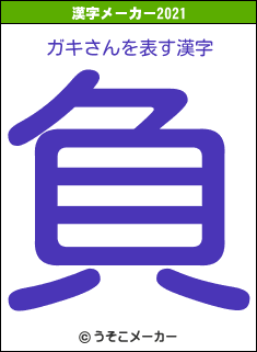 ガキさんの2021年の漢字メーカー結果