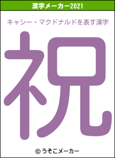 キャシー・マクドナルドの2021年の漢字メーカー結果