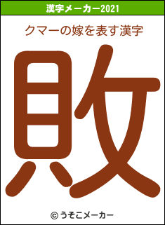 クマーの嫁の2021年の漢字メーカー結果