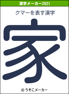 クマーの2021年の漢字メーカー結果