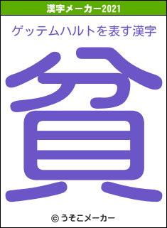 ゲッテムハルトの2021年の漢字メーカー結果