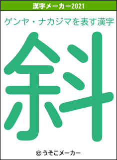 ゲンヤ・ナカジマの2021年の漢字メーカー結果