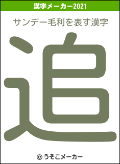 サンデー毛利の2021年の漢字メーカー結果