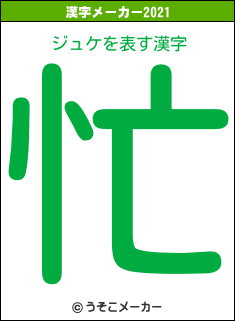 ジュケの2021年の漢字メーカー結果