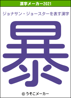 ジョナサン・ジョースターの2021年の漢字メーカー結果