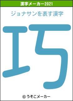 ジョナサンの2021年の漢字メーカー結果