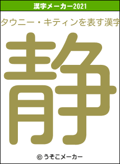 タウニー・キティンの2021年の漢字メーカー結果