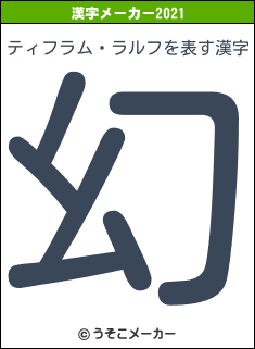 ティフラム・ラルフの2021年の漢字メーカー結果