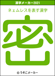 ネェムレスの2021年の漢字メーカー結果