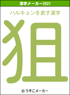 ハルキョンの2021年の漢字メーカー結果