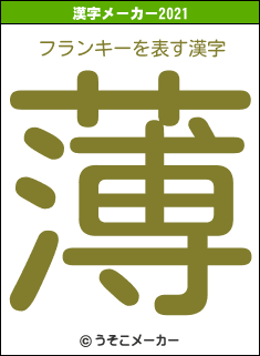 フランキーの2021年の漢字メーカー結果