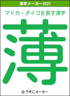 マドカ・ダイゴの2021年の漢字メーカー結果