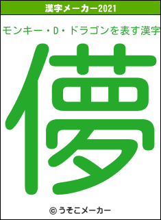 モンキー・D・ドラゴンの2021年の漢字メーカー結果