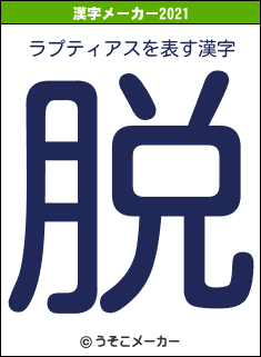 ラプティアスの2021年の漢字メーカー結果