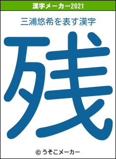 三浦悠希の2021年の漢字メーカー結果